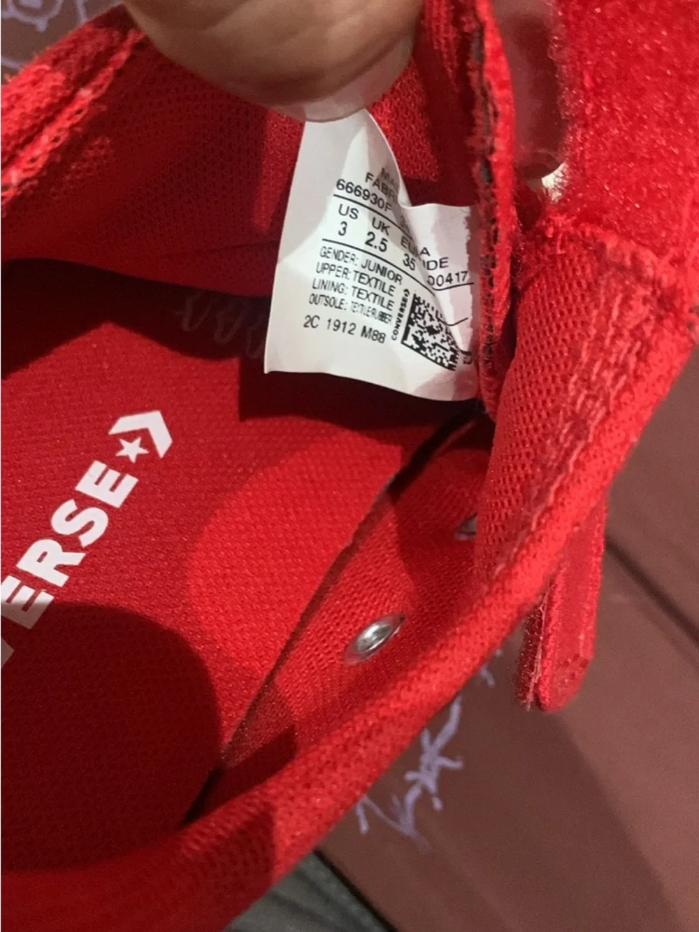 Converse Kids' Red Low Top Sneakers strap size 3